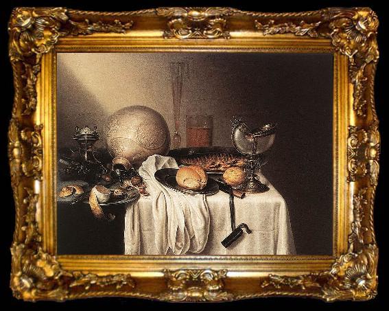 framed  BOELEMA DE STOMME, Maerten Still-Life with a Bearded Man Crock and a Nautilus Shell, ta009-2